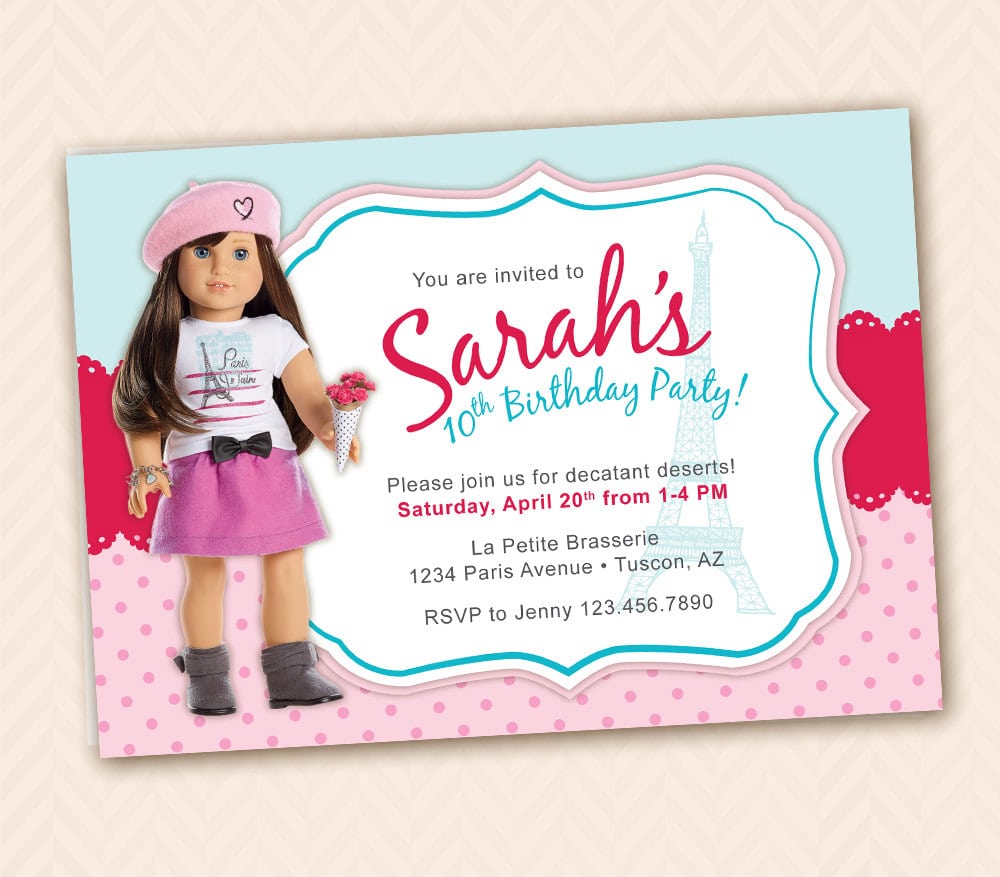 American Girl Birthday Invitations â Fleeciness Info